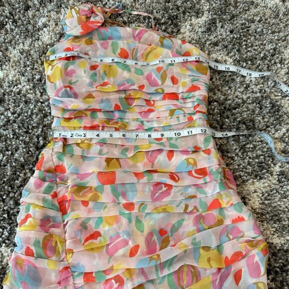 For Love & Lemons NWT Desmona One-Shoulder Tulip Floral Midi Dress Ruched XS - Picture 11 of 16